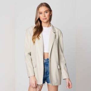 BLANKNYC Bare Essential Vegan Leather Oversized Blazer Beige Size L
